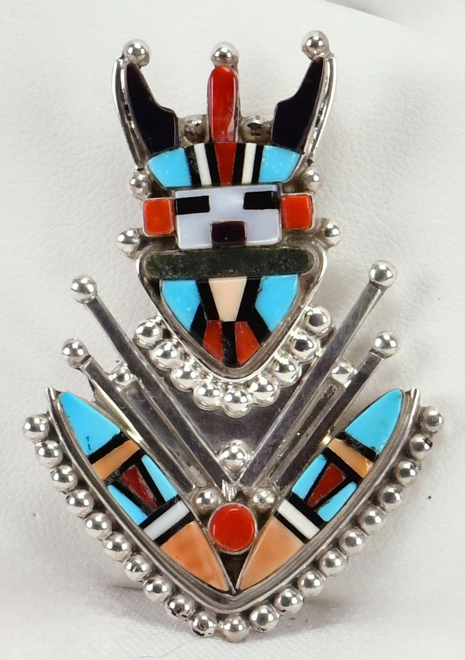 Zuni, Sybil Cachini Sterling Silver Multi-Stone Inlay Pin/Pendant (1 of 4)