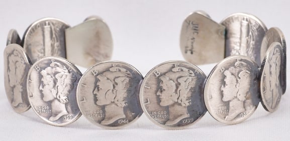 James McCabe Vintage Mercury Dime Bracelet w/Turquoise Ends