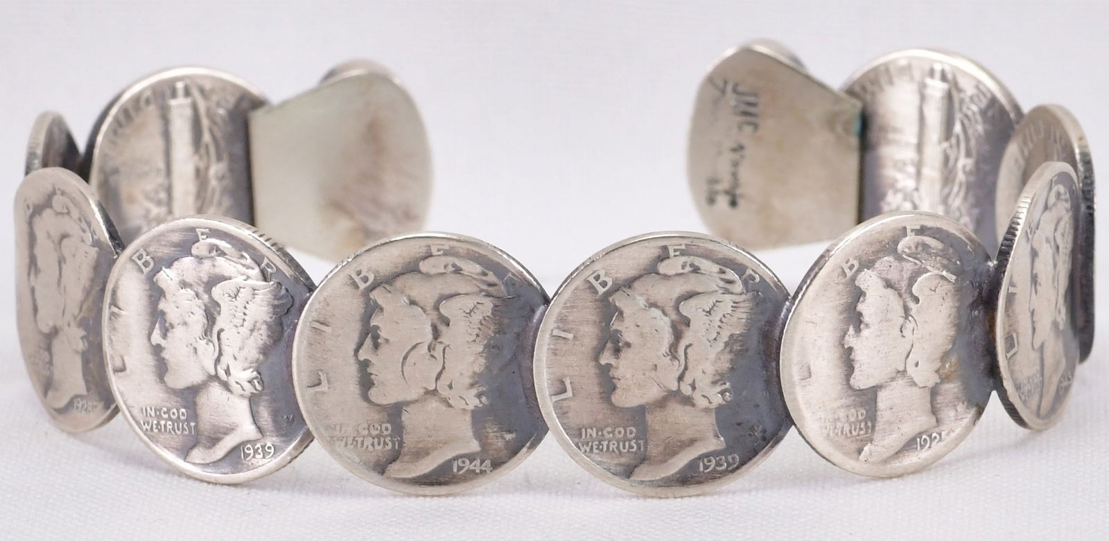 James McCabe Vintage Mercury Dime Bracelet w/Turquoise Ends (1 of 5)