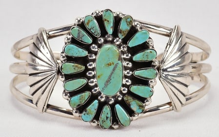 Native American Sterling High Grade Kingman Turquoise Bracelet