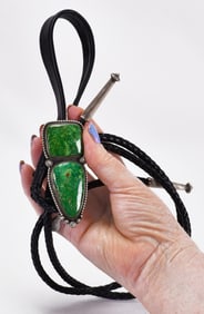 Native American Sterling Silver Sonoran Gold Turquoise Bolo Tie