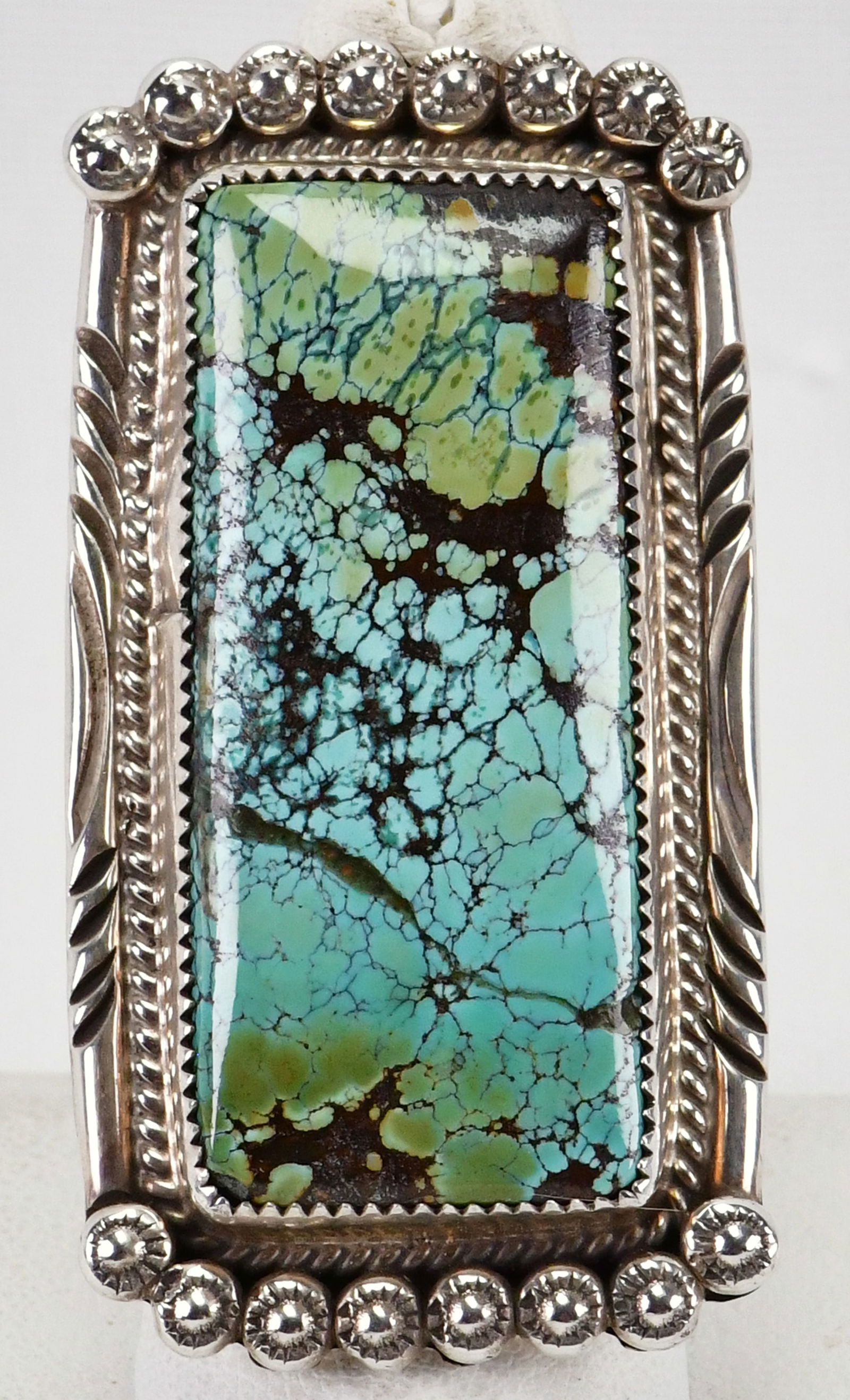 Navajo Sterling Silver Number 8 Turquoise Ring - Size 8 (1 of 4)