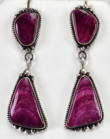 Elouise Kee Sterling Silver Purple Spiny Oyster Earrings