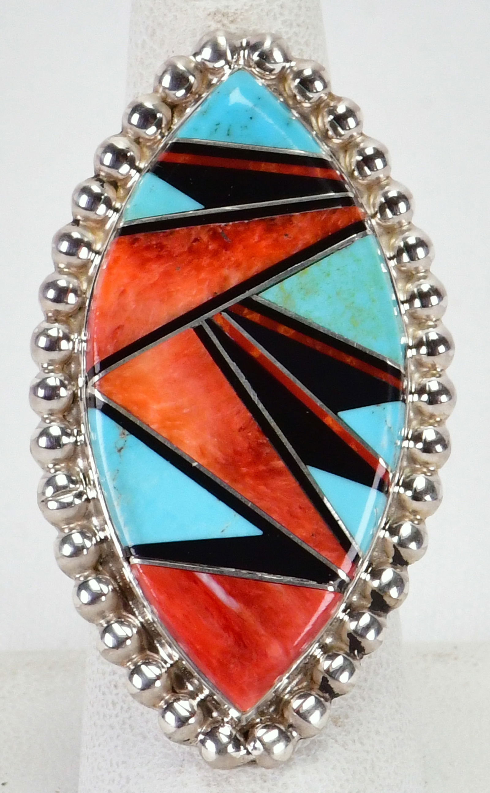 Joelias Draper Sterling Silver Multi Stone Inlay Ring - Size 8 (1 of 4)