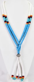 Santo Domingo Kewa 2 Strand Block Turquoise & Multi-Stone Jacla Necklace