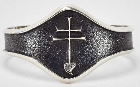 Aaron Anderson Sterling Silver Tufa Cast Dragonfly Cuff Bracelet