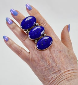 Joelias Draper Sterling Lapis Lazuli Statement Ring - Size 8