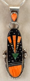 Navajo, Ray Jack Sterling Silver Multi-Stone Inlay Pendant