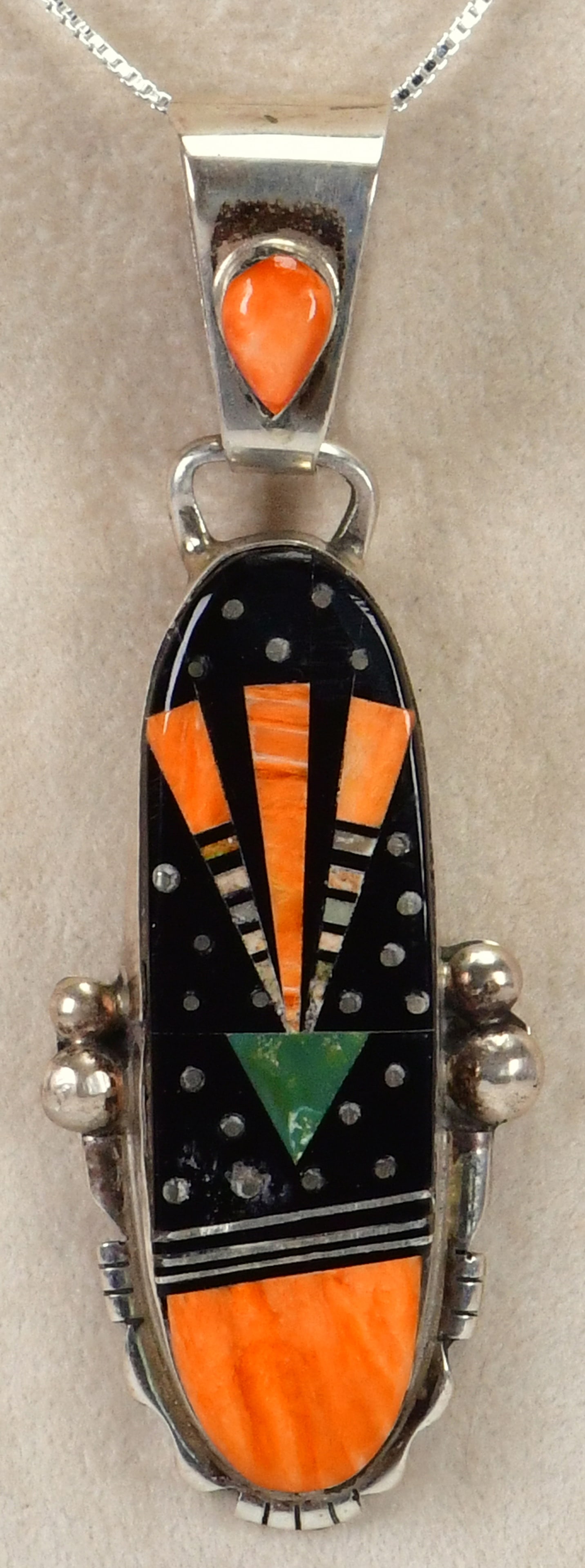 Navajo, Ray Jack Sterling Silver Multi-Stone Inlay Pendant (1 of 4)