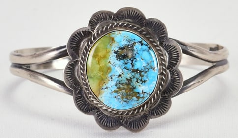 Native American Sterling Silver Royston Turquoise Bracelet