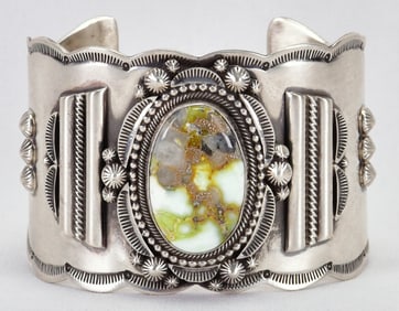 Tom Lewis Sterling Silver Palomino Turquoise Cuff Bracelet