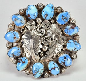 Native American Sterling Silver Golden Hills Turquoise Bracelet
