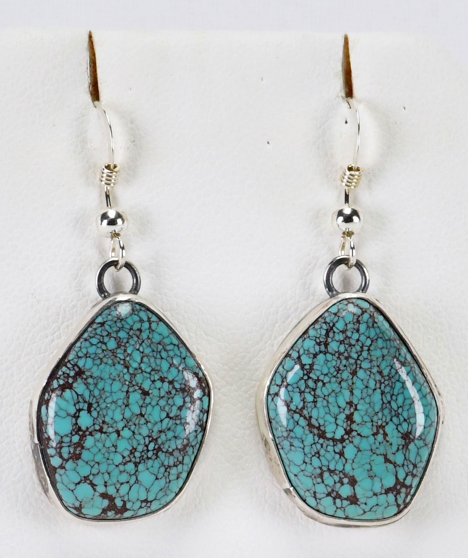 Navajo Sterling Silver Spiderweb Single Stone Earrings Earrings (1 of 3)