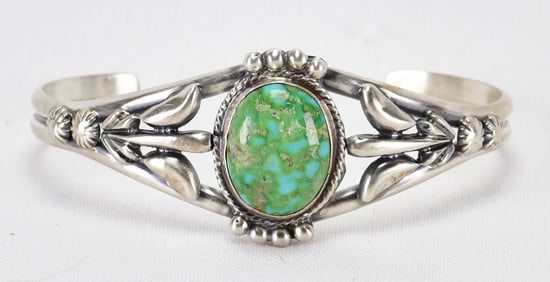 Native American Sterling Silver Nevada Turquoise Cuff Bracelet