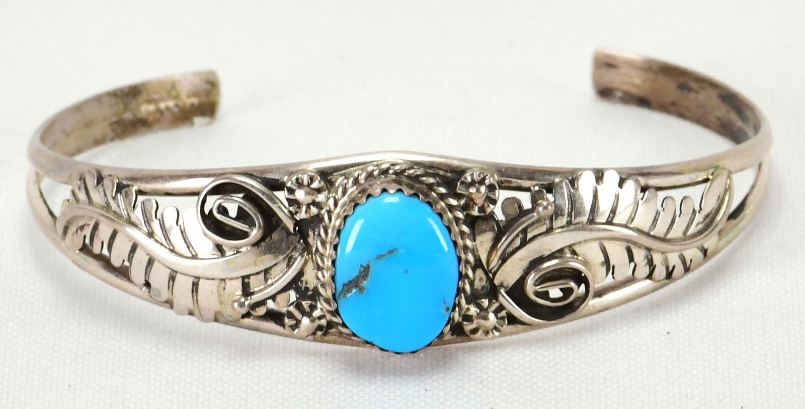 P. Yazzie Sterling Silver Kingman Turquoise Stacker Cuff Bracelet (1 of 5)