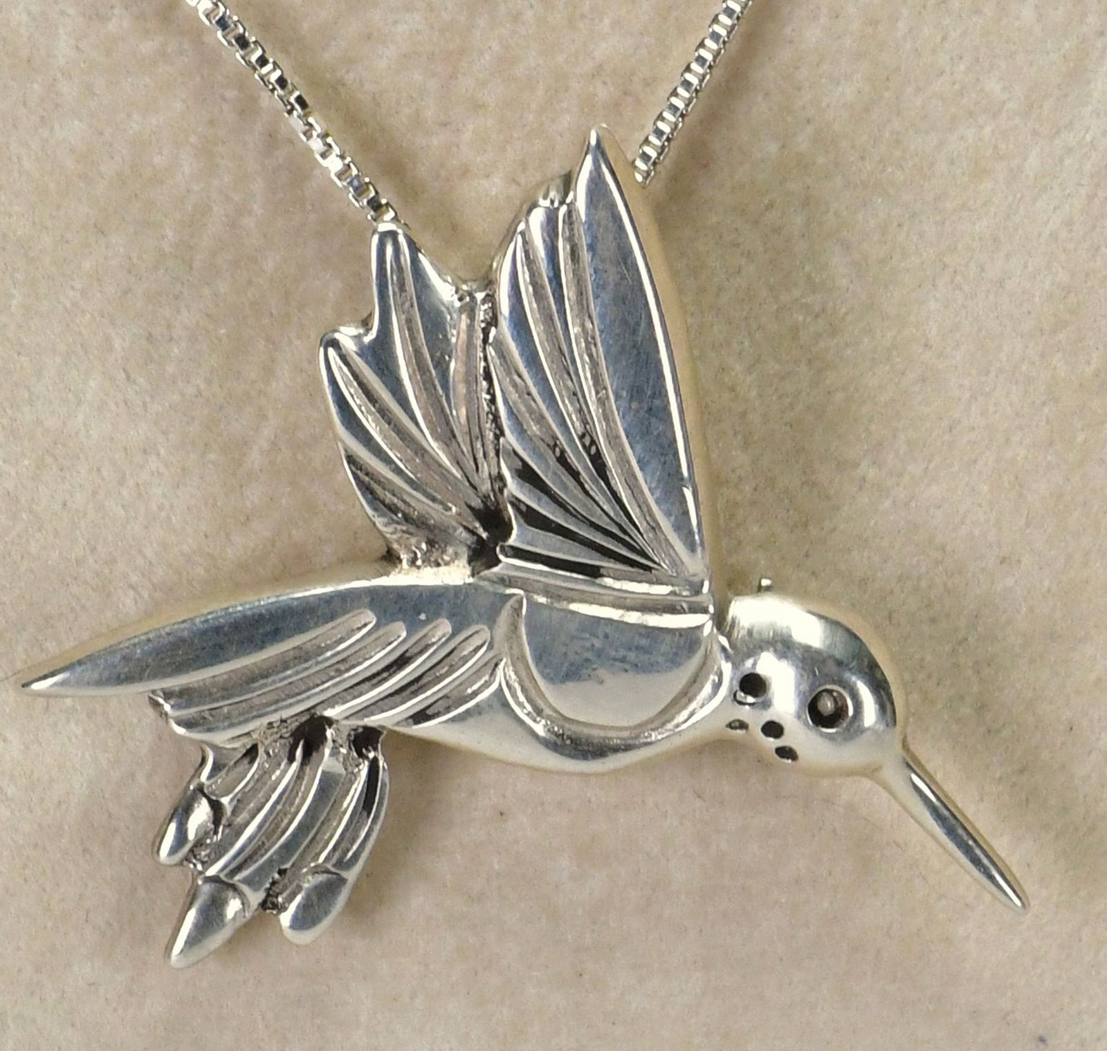 Allison Manuelito Sterling Silver Hummingbird Pin/Pendant: Pin/Pendant Only - Sterling Silver| Allison Manuelito Sterling Silver Hummingbird Pin/Pendant| All Sterling Silver| Measures 1.5" Long x 1.5" Wide| Hallmarked "AM"| Has pin Clasp and Hook for Chain on