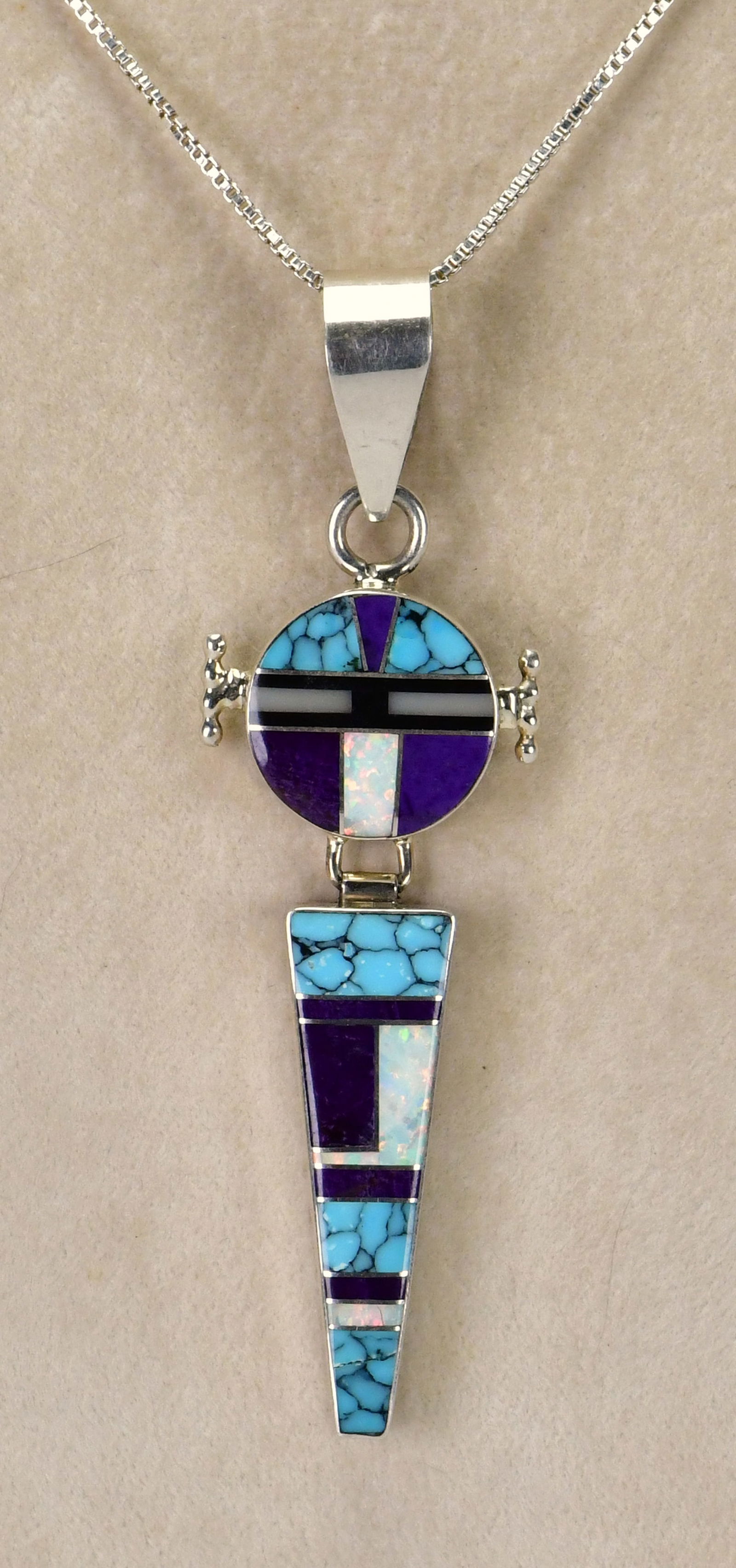 Native American Sterling Silver Multi-Stone Inlay Pendant (1 of 6)