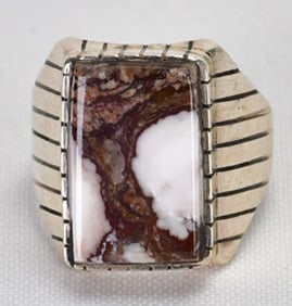 Native American Sterling Silver Wild Horse Turquoise Men's Ring - Size 10.5-Ray Jack