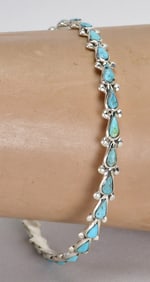 Zuni, Brice Vacit Sterling Silver Sleeping Beauty Turquoise Stacker Bangle