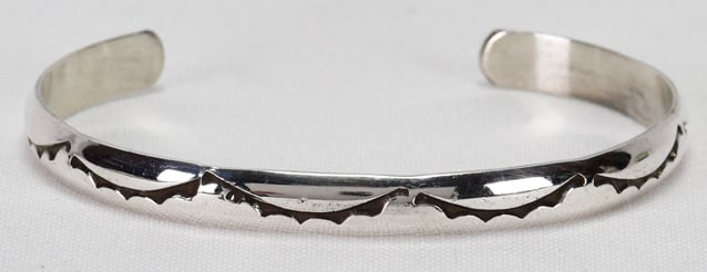 Gary Sandoval Sterling Silver Stamped Stacker Cuff Bracelet