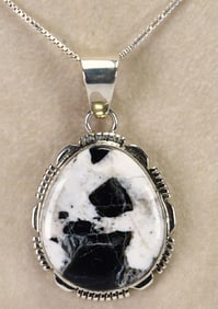L. Yazzie Sterling Silver White Buffalo Turquoise Pendant