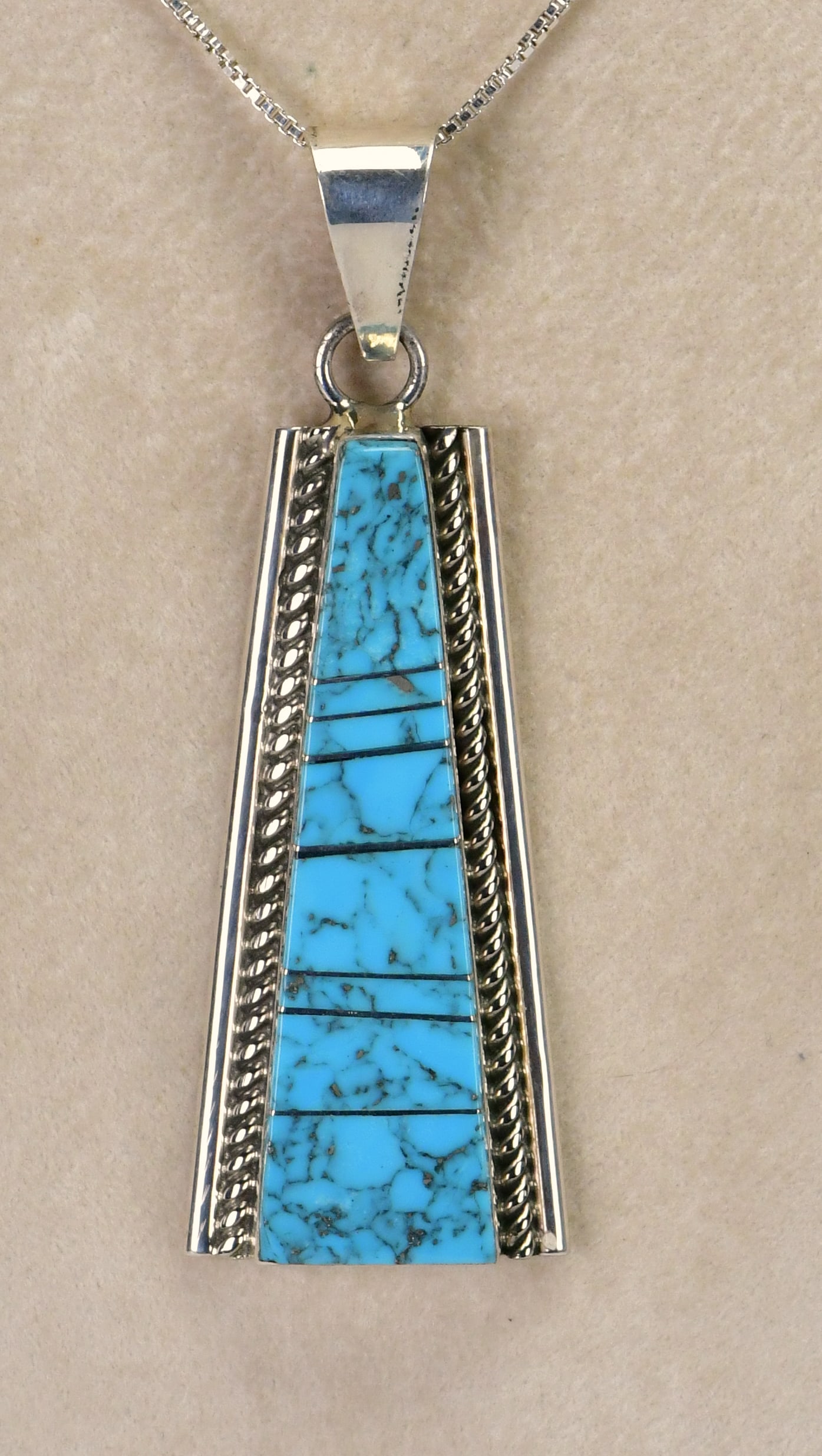 Steve Francisco Sterling Silver Kingman Turquoise Inlay Pendant (1 of 4)