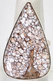 Native American Sterling Silver Wild Horse Turquoise Water Web Ring - Size 8