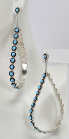 Zuni, Sterling Silver Sleeping Beauty Turquoise Earrings
