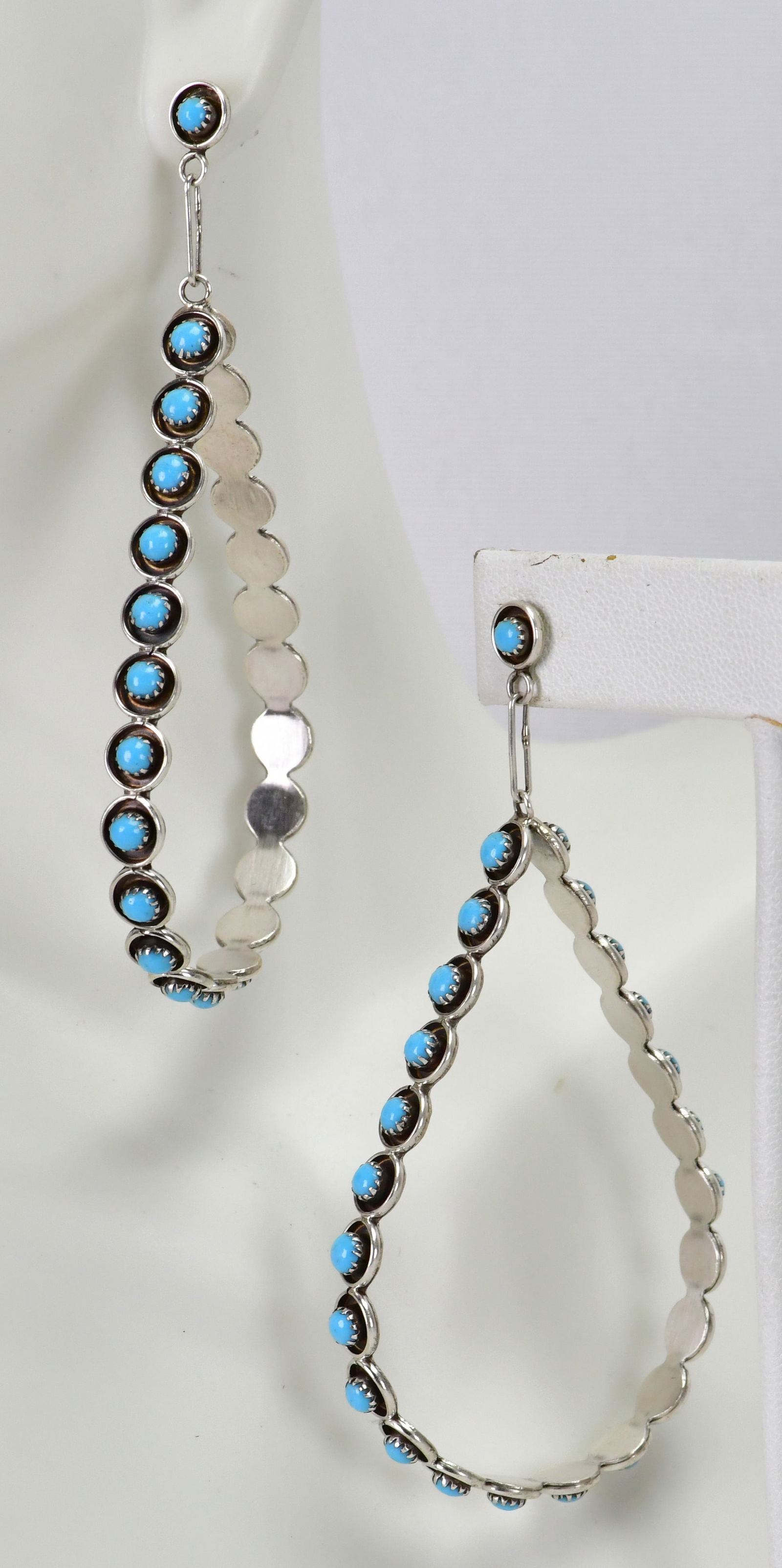 Zuni, Sterling Silver Sleeping Beauty Turquoise Earrings (1 of 5)