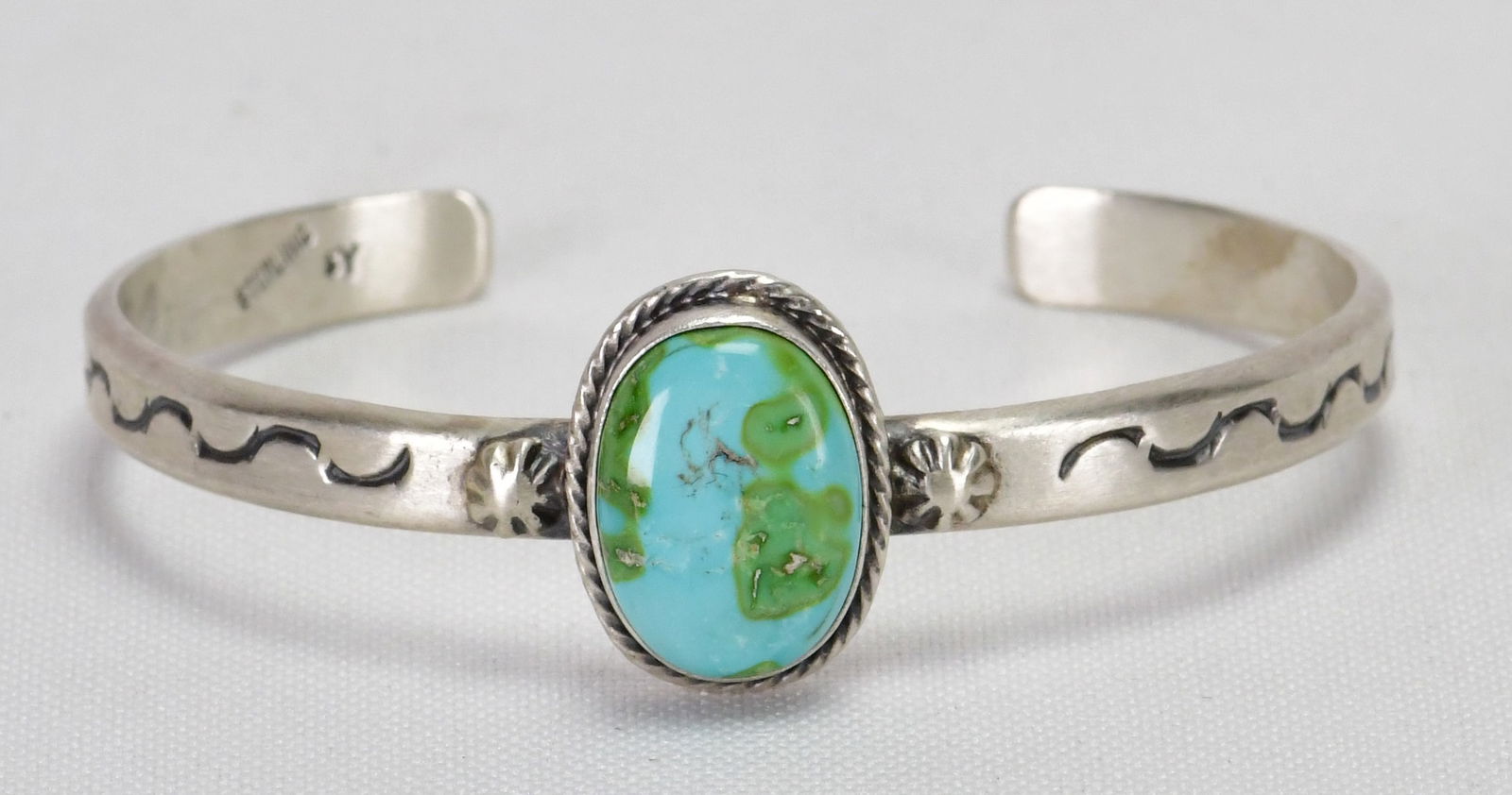 Navajo Sterling Silver Sonoran Gold Turquoise Cuff Bracelet (1 of 5)