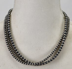 Native American 3 Strand Bench Bead Necklace - 20" Long