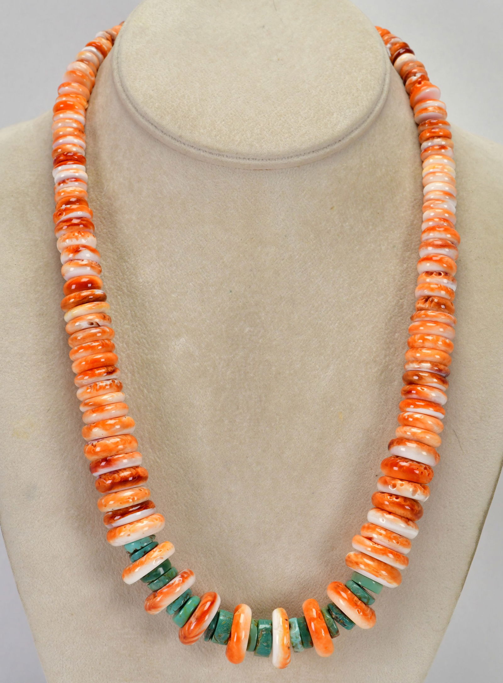 Native American Spiny Oyster and Turquoise Graduating Necklace 20" (1 of 4)