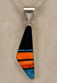 H. Smith Sterling Silver Multi-Stone Inlay Pendant