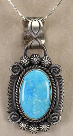 R. Calladitto Sterling Silver Fox Turquoise Heavy Gauge Pendant