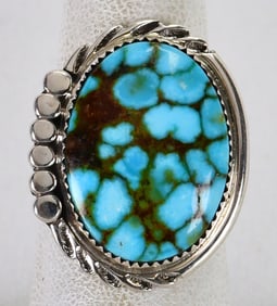 Native American Sterling Silver Kingman Water Web Ring - Size 7