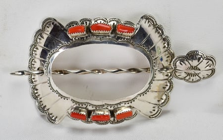 Emerson Kinzel Navajo Genuine Coral Hair Barrette