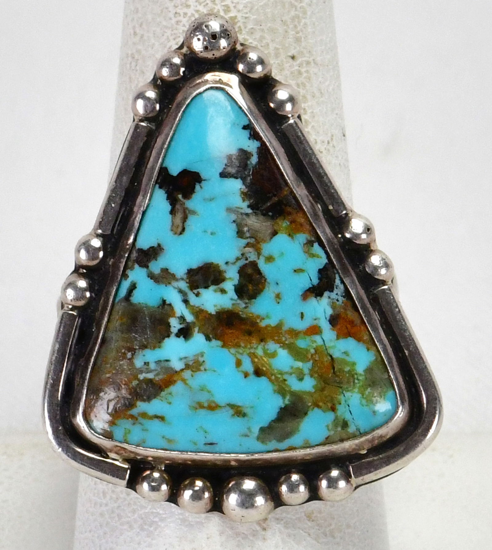 Native American Sterling Silver Pilot Mountain Turquoise Ring - Size 8 (1 of 3)