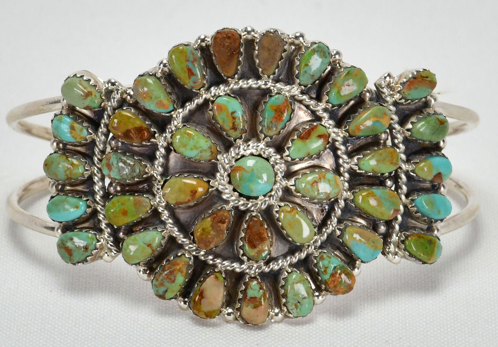 Tina Ben Sterling Silver Block Turquoise Cluster Cuff Bracelet (1 of 5)