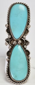 Navajo Large Kingman Turquoise Statement Ring - Adjustable