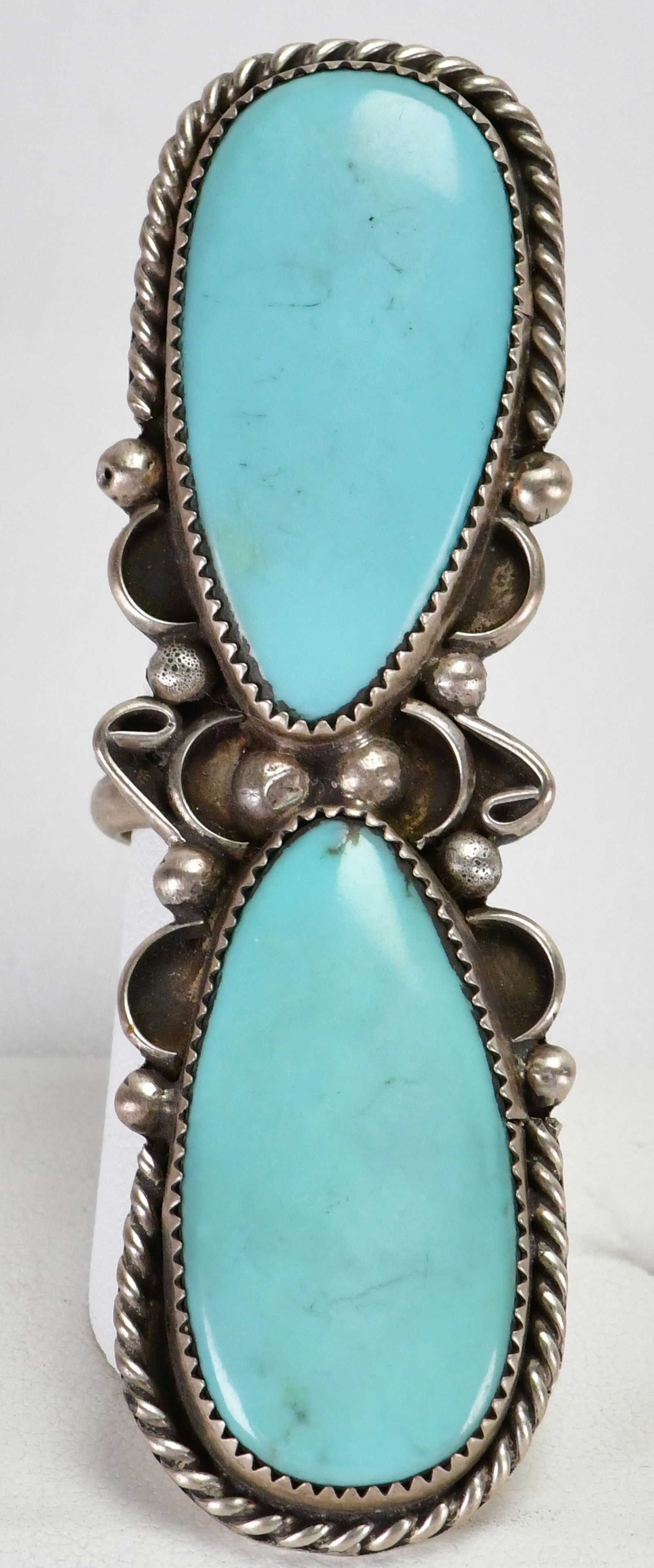 Navajo Large Kingman Turquoise Statement Ring - Adjustable (1 of 4)
