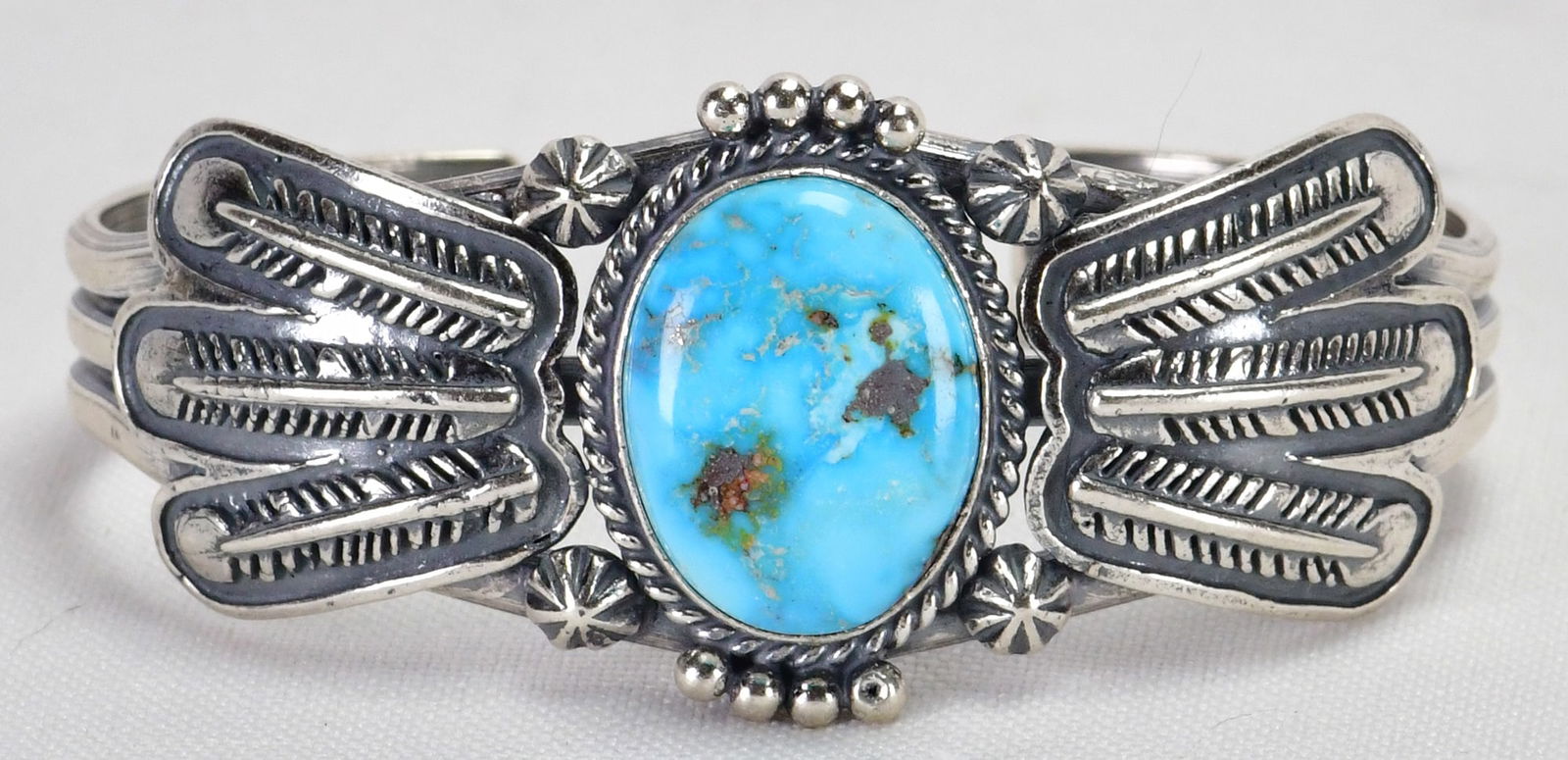 Daniel Benally Sterling Silver Apache Blue Turquoise Cuff Bracelet (1 of 5)