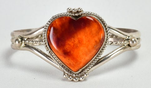 Marcella James Sterling Silver Orange Spiny Oyster Cuff