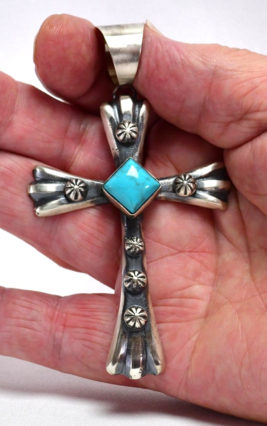 Chimney Butte Sterling Silver Kingman Large Cross Pendant (1 of 3)