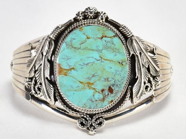 J. Delgarito Sterling Silver Nevada Green Turquoise Bracelet