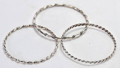 Native American Sterling Silver Set of 3 Bangle Bracelet