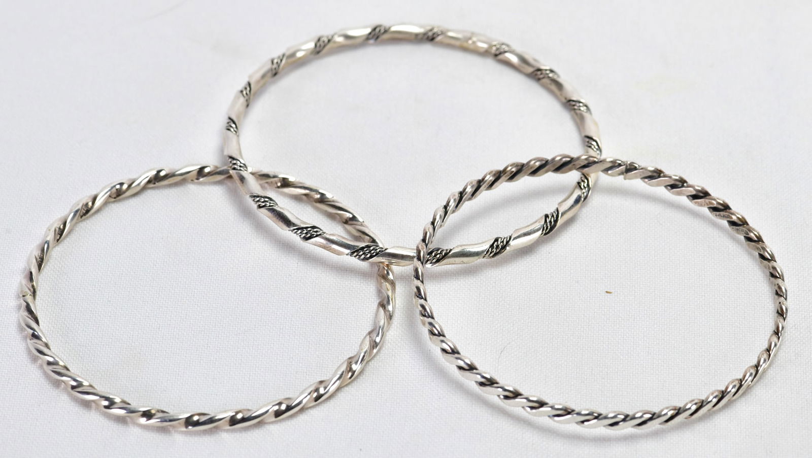 Native American Sterling Silver Set of 3 Bangle Bracelet (1 of 5)