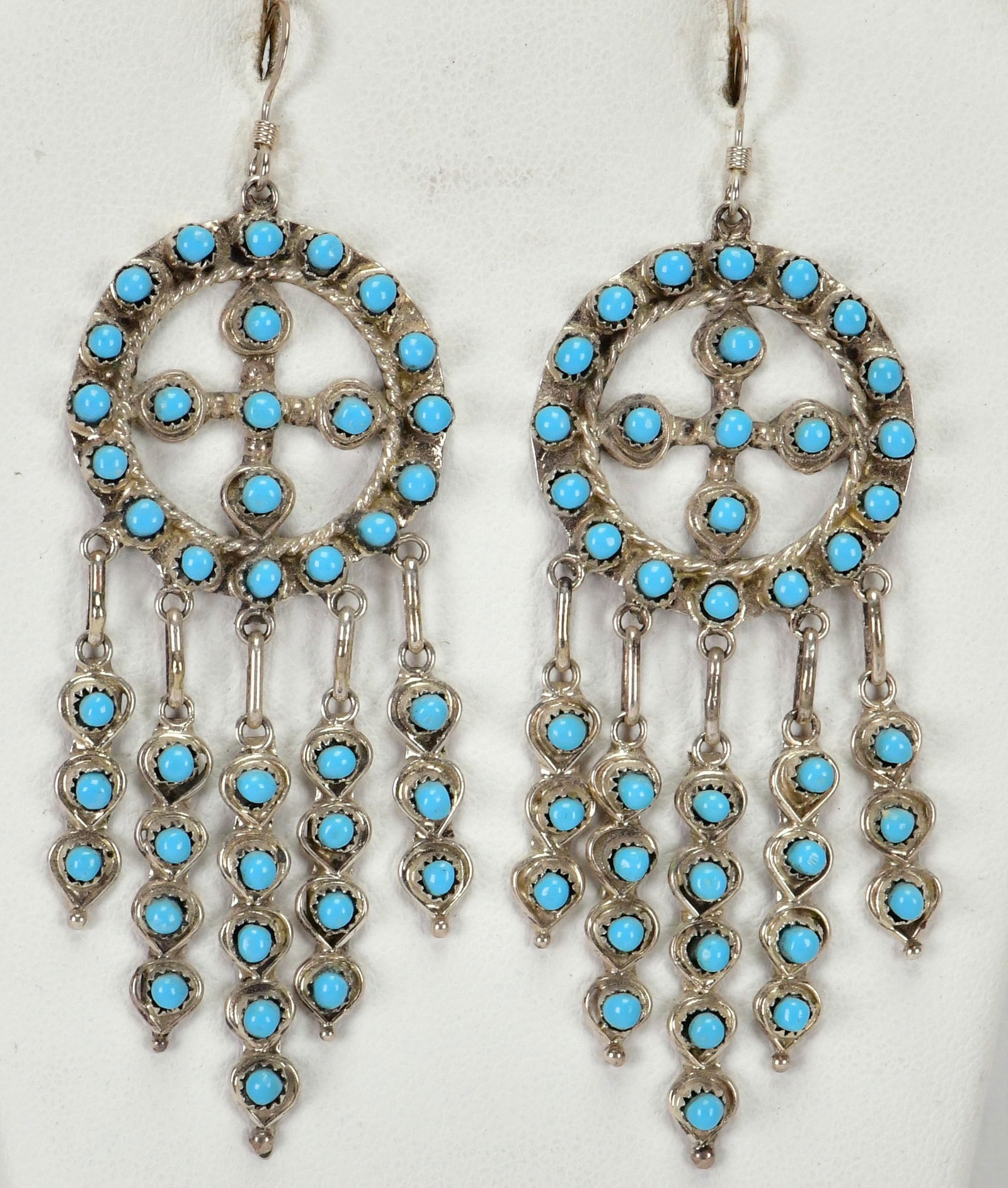 Wayne Johnson, Sterling Sleeping Beauty Turquoise Dangle Earrings (1 of 3)