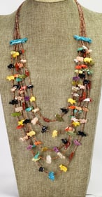 Zuni, Heishi Bead 5 Strand Fetish Necklace -
