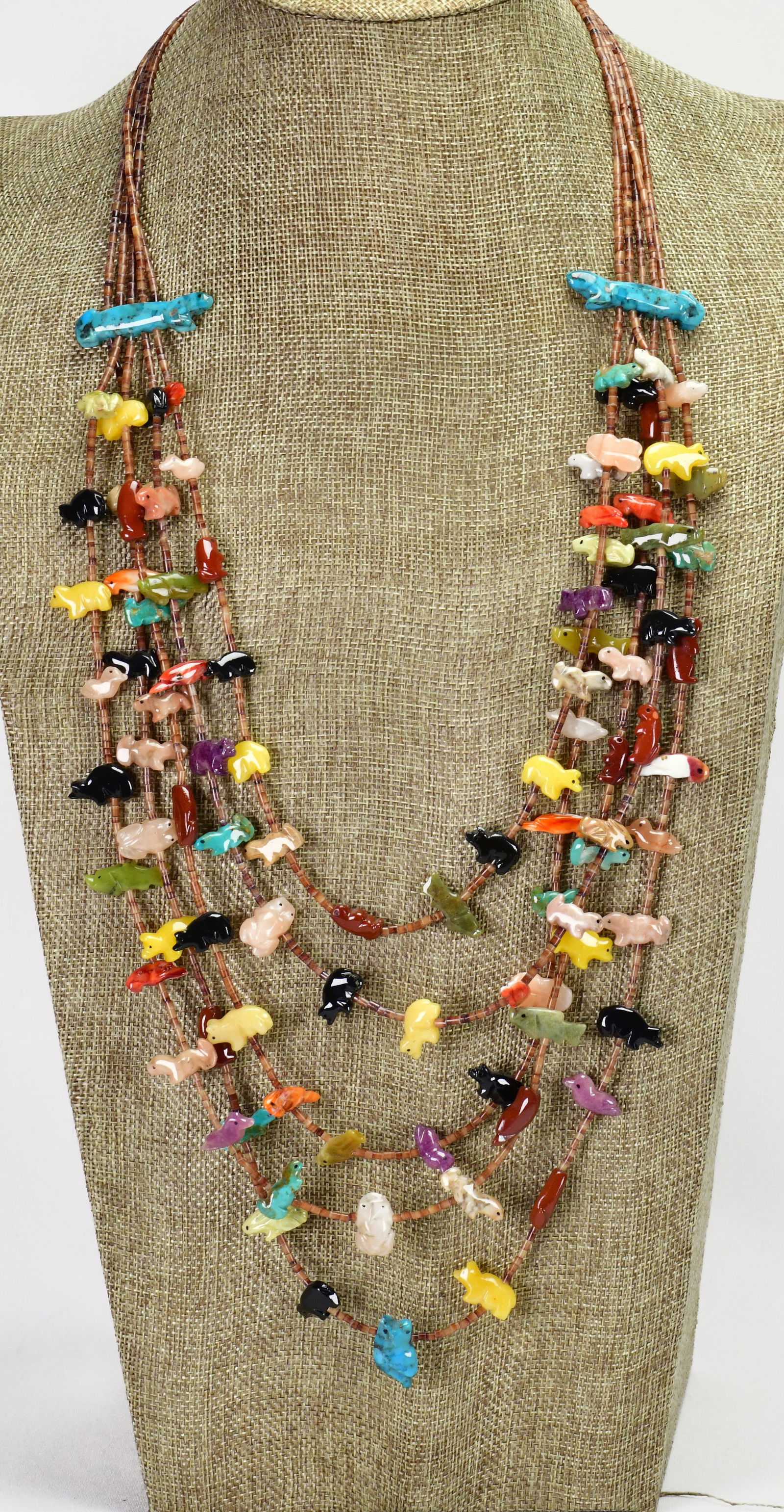 Zuni, Heishi Bead 5 Strand Fetish Necklace - (1 of 3)
