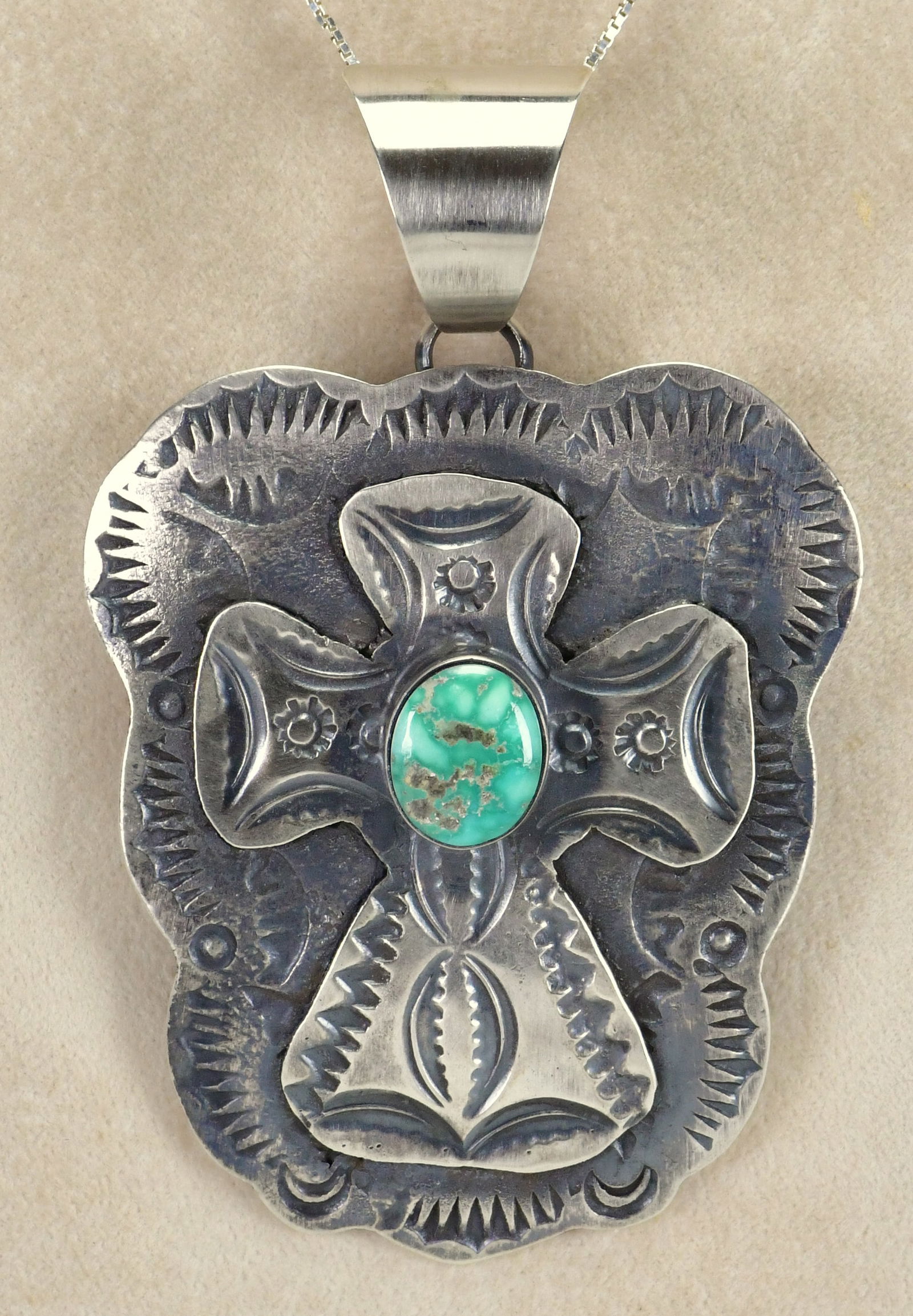 Chimney Butte Sterling Silver Sonoran Gold Turquoise Cross Pendant (1 of 4)